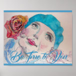 Girl with Red Rose Beret Watercolor Poster<br><div class="desc">Girl with Red Rose Beret Watercolor Poster. Designed from one of my original watercolour paintings.</div>