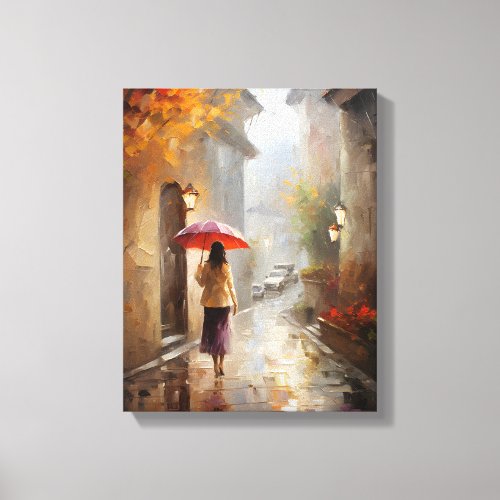 Girl with Red Umbrella Canvas Print