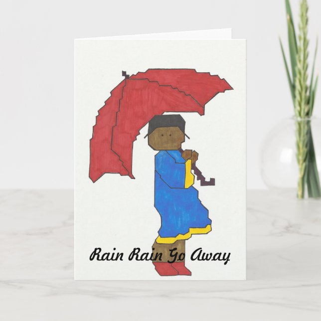 Girl with Red Umbrella Greeting Card (Front)