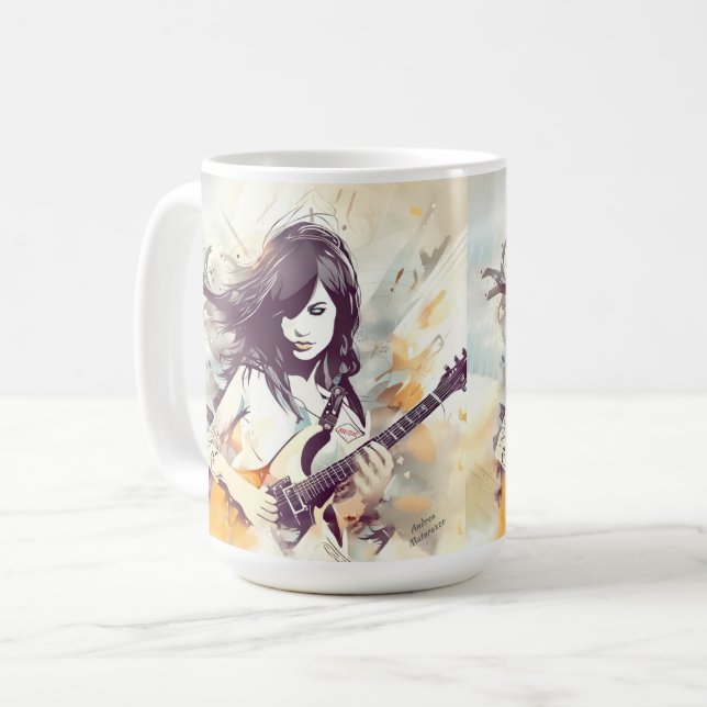 Girl with rock music vibes coffee mug (Front Left)