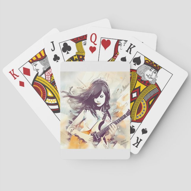 Girl with rock music vibes poker cards (Back)