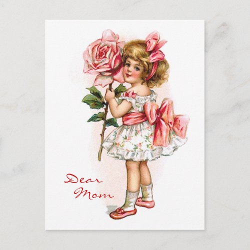Girl with Rose Postcard