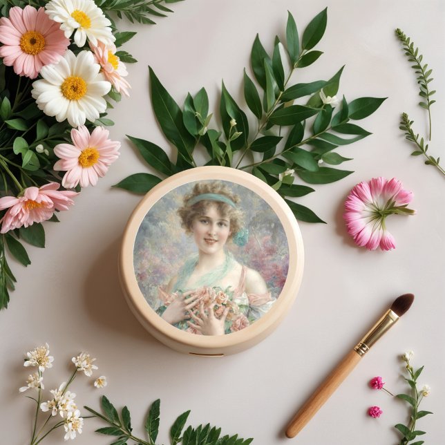 Girl with roses By Emile Vernon  Classic Round Sticker (Creator Uploaded)