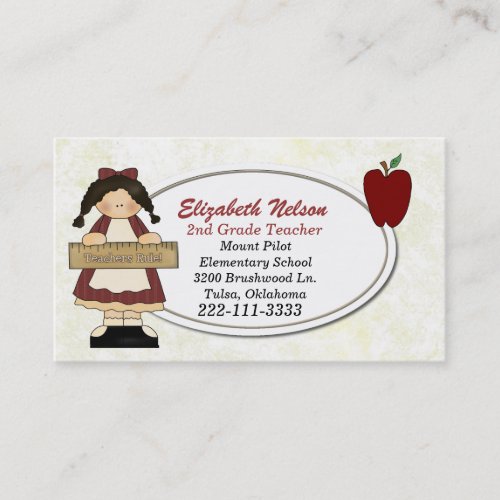 Girl with Ruler Teacher's business card