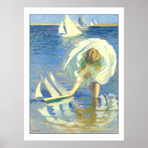 Girl With Sailboat by Edmund Charles Tarbell Poster