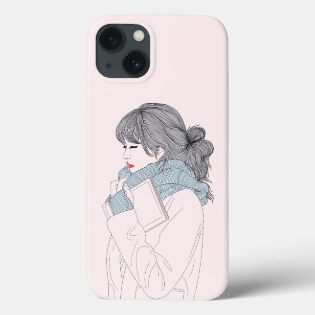 Girl with scarf and book Case-Mate iPhone case (Back)