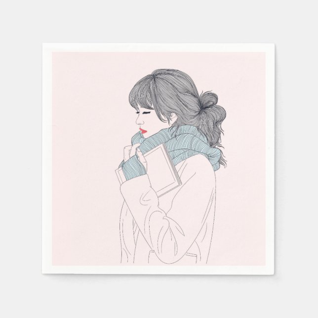Girl with scarf and book napkins (Front)