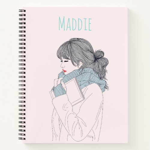 Girl with scarf cool graphic illustration notebook