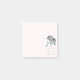 Girl with scarf cool graphic illustration post-it notes