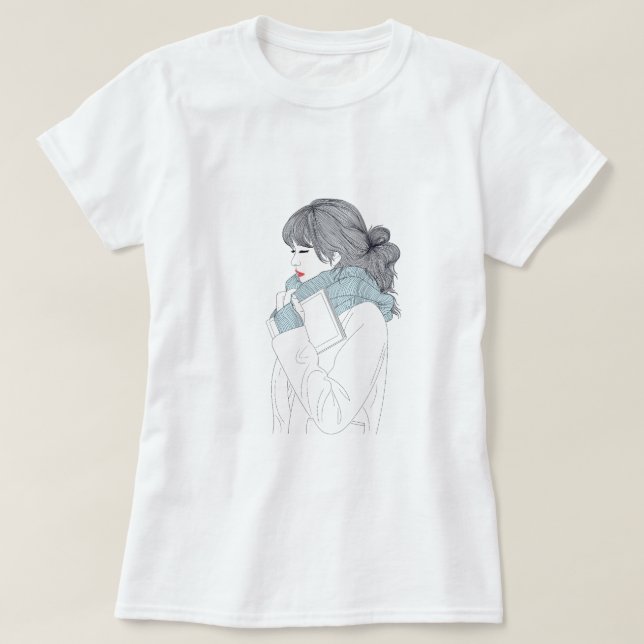 Girl with scarf cool graphic illustration T-Shirt (Design Front)