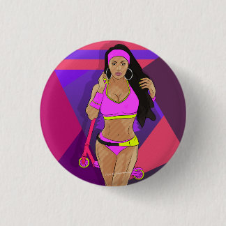 Girl with scooter pinback button