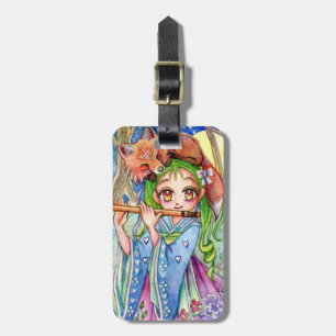 Girl with Sleepy Fox Luggage Tag