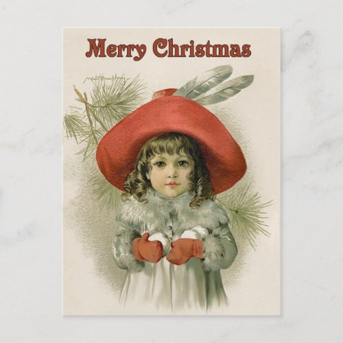 Girl with Snowballs Holiday Postcard