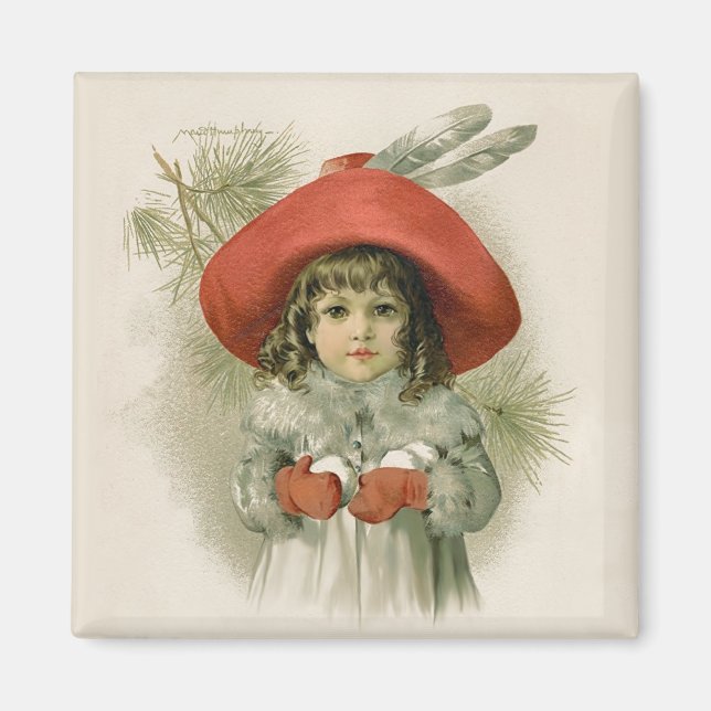 Girl with Snowballs Magnet (Front)