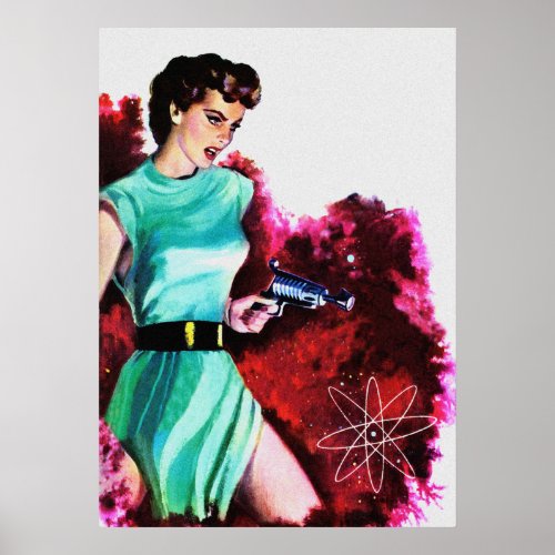 Girl With Space Gun Vintage Pulp Cover Art