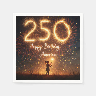 Girl With Sparklers For America's 250th Birthday Napkins