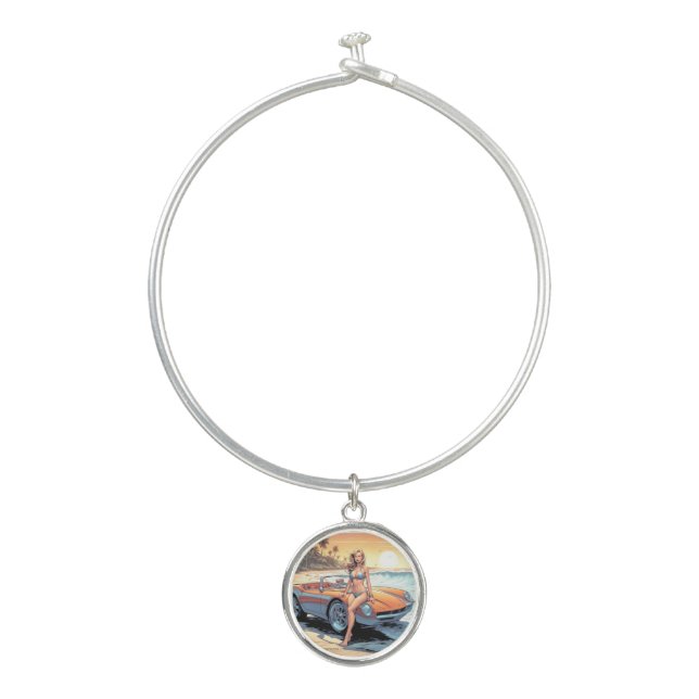 Girl with sports car bangle bracelet (Front)