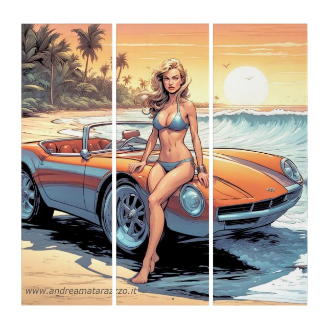 Girl with sports car triptych (Front)