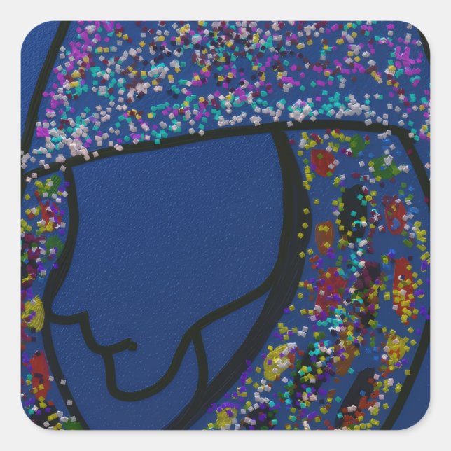 Girl with Spotted Glitter Print Hair  Square Sticker (Front)