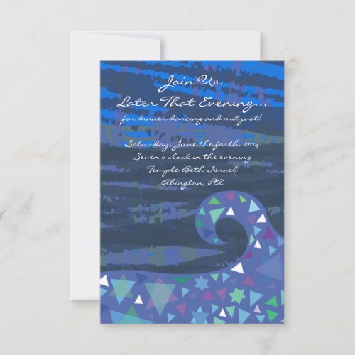 Girl with Stars in Her Hair Bat Mitzvah Party Card