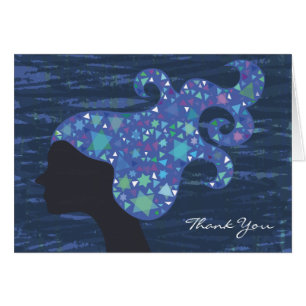 Girl with Stars in her Hair Bat Mitzvah Thank You Cards
