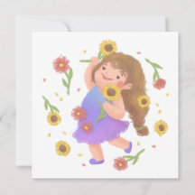 Girl with Sunflowers Illustration
