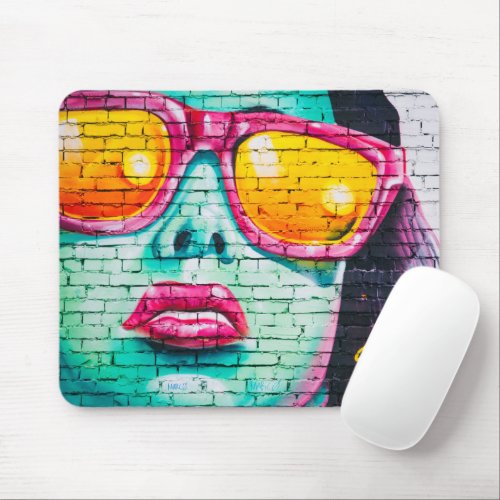 Girl with Sunglasses Mouse Pad
