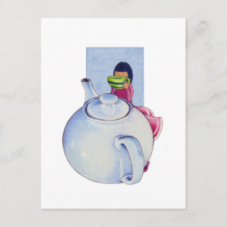 Girl with Tea Postcard
