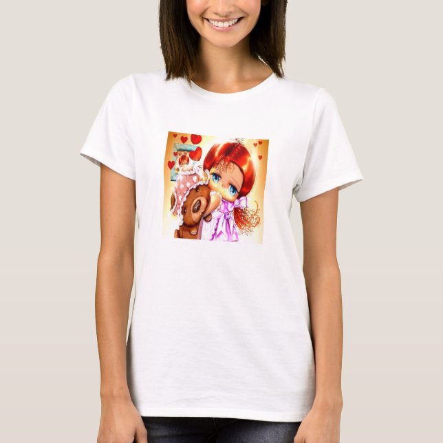 Girl With Teddy Bear T-Shirt (Front)