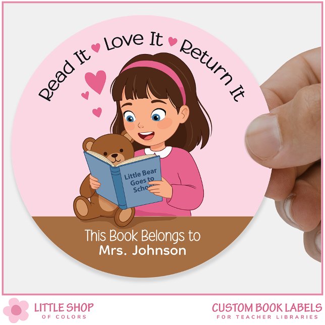 Girl with Teddy Bear Teacher Library Bookplate (Creator Uploaded)