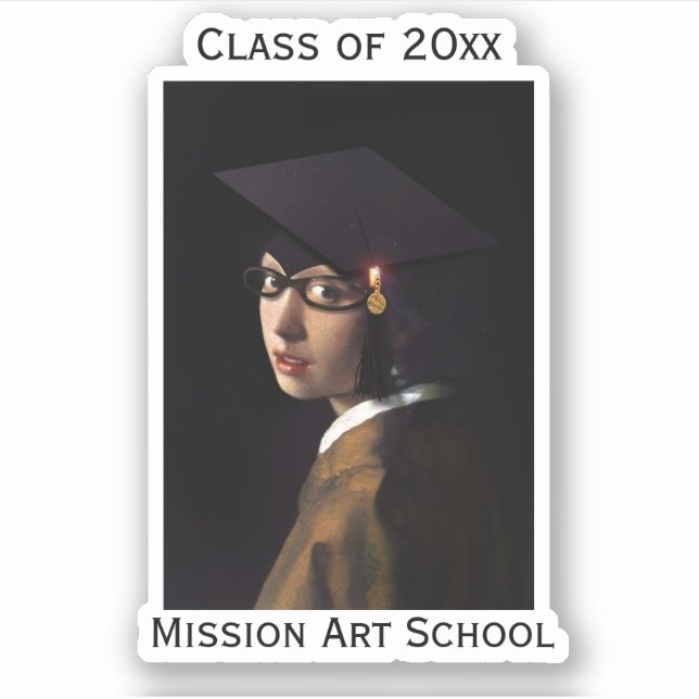 Girl with the Glasses Graduation Sticker (Front)