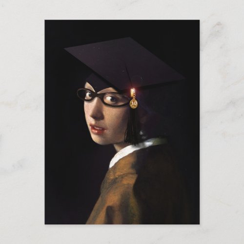 Girl with the Graduation Hat Announcement Postcard