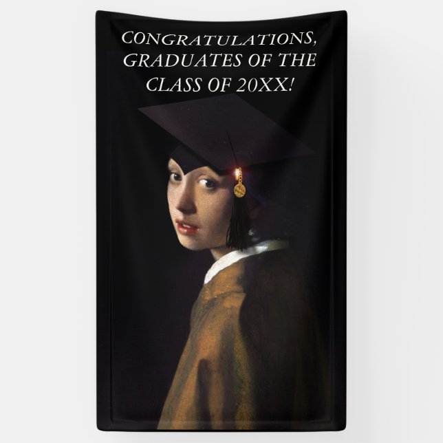 Girl with the Graduation Hat Banner (Vertical)