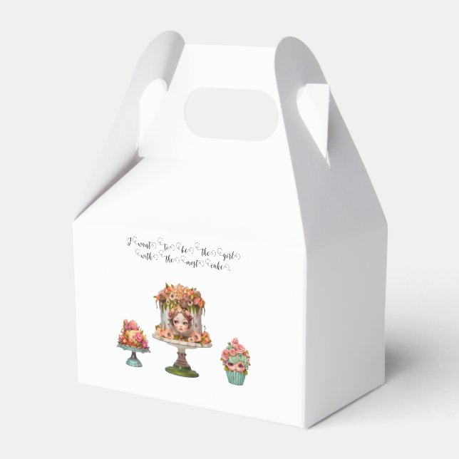 Girl with the most cake quote  favor boxes (Front Side)