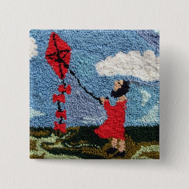 Girl With the Red Kite Pinback Button (Front)