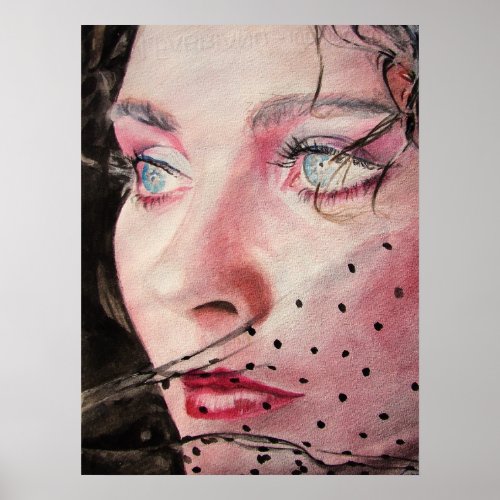 Girl With The Spotty Veil Watercolor Print