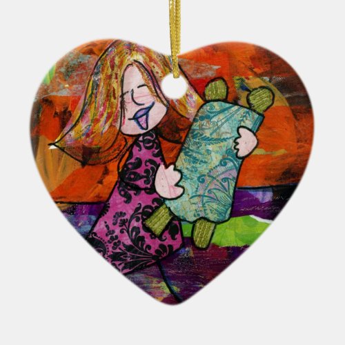 Girl with Torah Ceramic Ornament