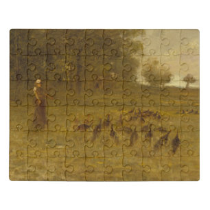 Girl with Turkeys Jigsaw Puzzle