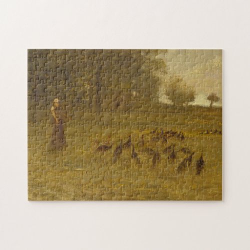 Girl with Turkeys Jigsaw Puzzle