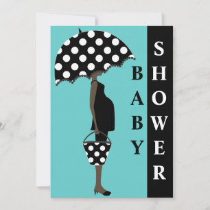 Girl with Umbrella Baby Shower Invitations