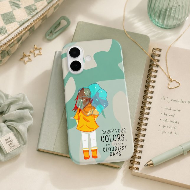 Girl with Umbrella in Wind Positive Quote Case-Mate iPhone Case (Creator Uploaded)
