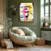 Girl with Umbrella – Urban Graffiti Street Art