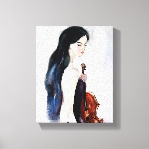 Girl with violin canvas print