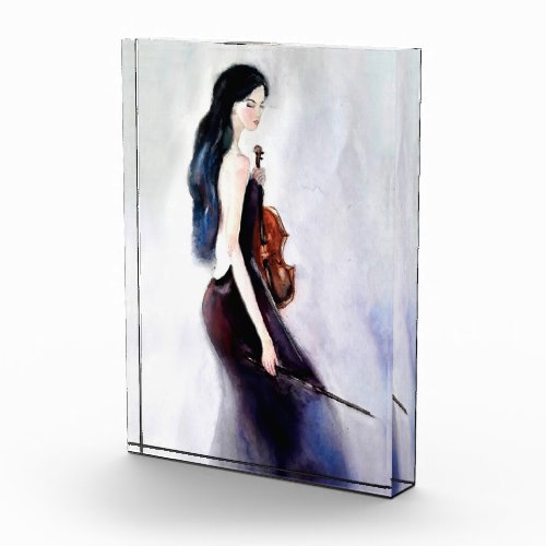 Girl with violin photo block