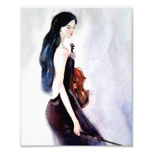 Girl with violin photo print