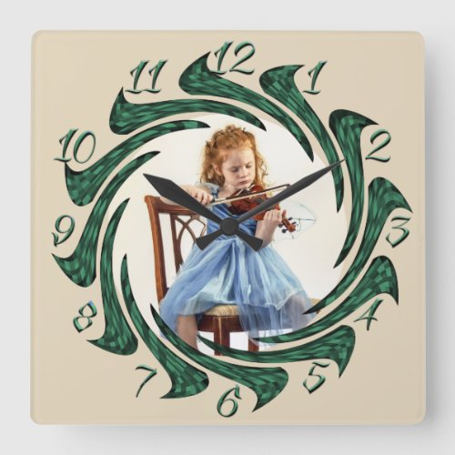 GIRL WITH VIOLIN SQUARE WALL CLOCK