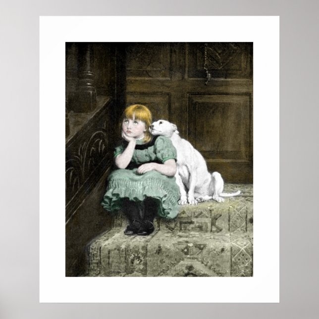 Girl With White Dog Poster (Front)