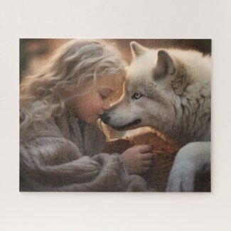 Girl With White Wolf 