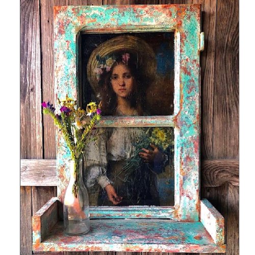 GIRL WITH WILDFLOWERS SRINGTIME PORTRAIT TISSUE PAPER