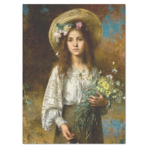 GIRL WITH WILDFLOWERS SRINGTIME PORTRAIT TISSUE PAPER